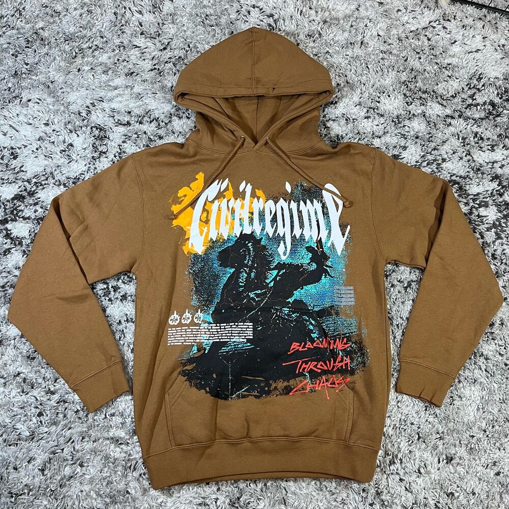 Civil Regime Pullover Hoodie sweatshirt‎ Brown Men’s Sz S New